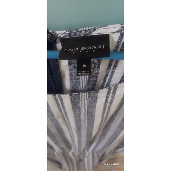 * LANE BRYANT Navy & White Stripe Rayon-linen blend Romper 18 - Picture 3 of 8